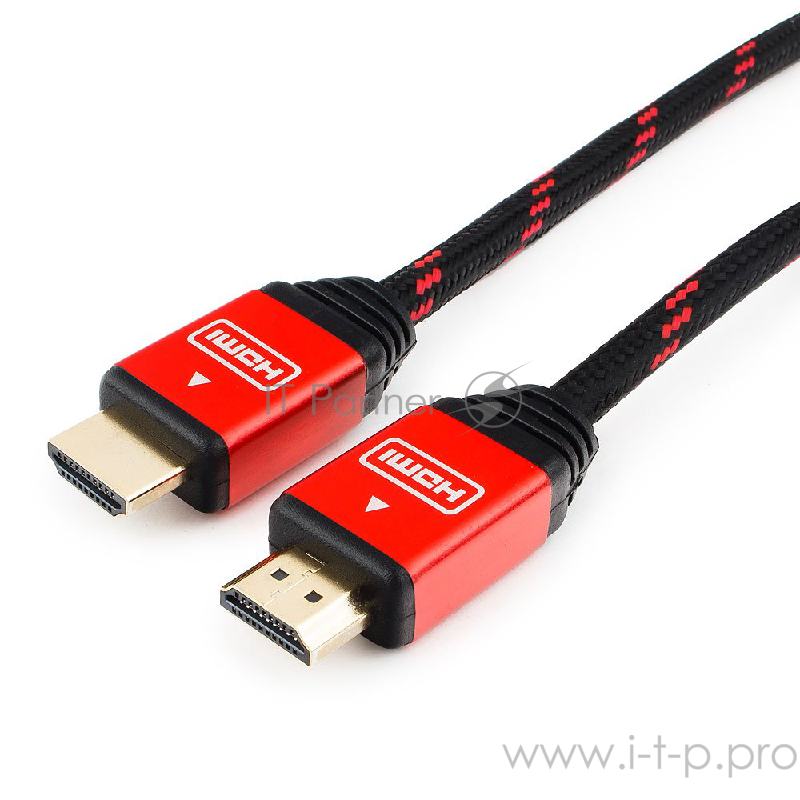 Кабель Кабель HDMI Cablexpert, серия Gold, 15 м, v1.4, M/M, красный, позол.разъемы, алюминиевый корпус, нейлоновая оплетка, коробка (CC-G-HDMI02-15M)