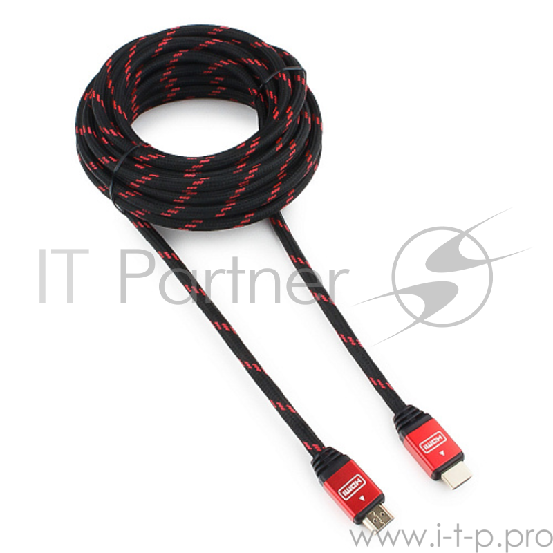 Кабель Кабель HDMI Cablexpert, серия Gold, 10 м, v1.4, M/M, красный, позол.разъемы, алюминиевый корпус, нейлоновая оплетка, коробка (CC-G-HDMI02-10M)