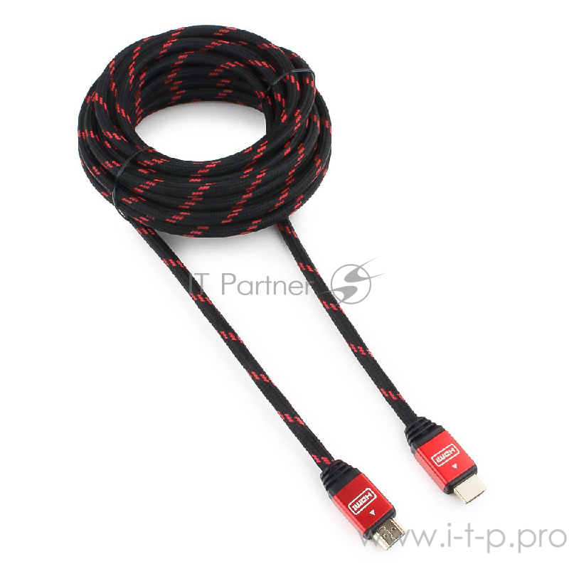 Кабель Кабель HDMI Cablexpert, серия Gold, 10 м, v1.4, M/M, красный, позол.разъемы, алюминиевый корпус, нейлоновая оплетка, коробка (CC-G-HDMI02-10M)
