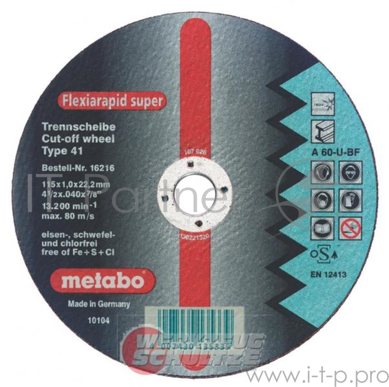 Круг отрезной METABO 616343000 Flexiamant S 350x3.0x25.4мм прям А36R по нержавеющей стали