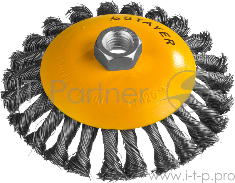 Кордщетка STAYER PROFESSIONAL 35135-125 коническая М14 плетёная 0.5мм d125мм