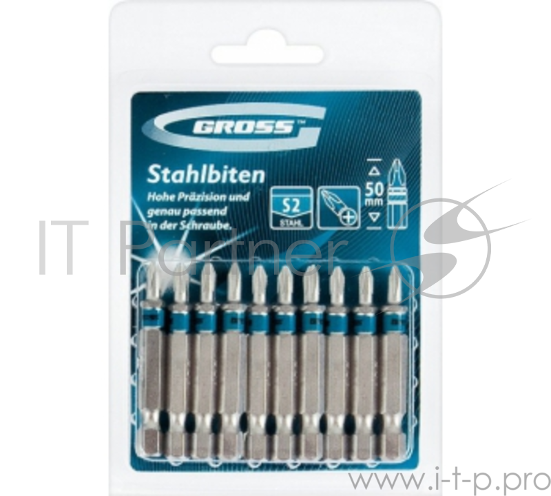 Набор бит GROSS 11346 pz3х50 сталь s2 10шт