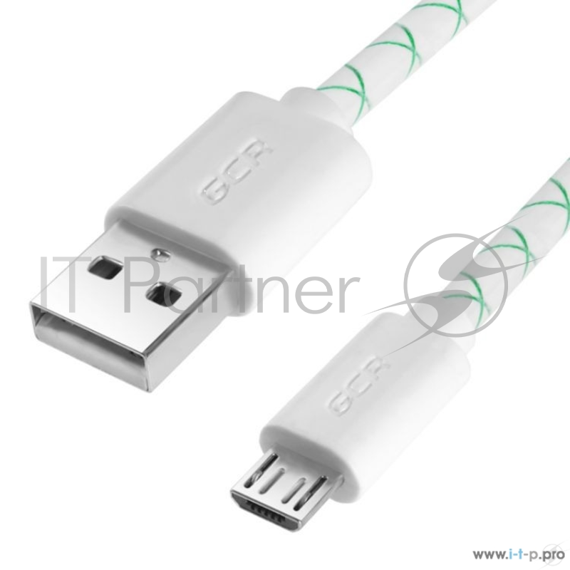 Кабель Greenconnect Кабель micro USB 2.0 2.0m бело-зеленый, белые коннекторы, 28/24 AWG, AM / microB 5pin, (GCR-UA9MCB3-BD-2.0m), морозостойкий