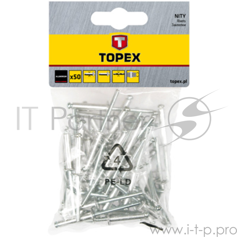 Заклепка TOPEX 43E402 алюминиевые 4.0ммx10мм 50шт.
