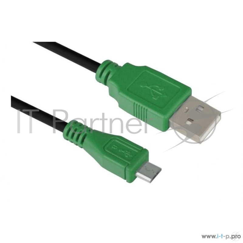 Кабель Greenconnect Кабель micro USB 2.0 1.5m черный, зеленые коннекторы, 28/28 AWG AM / microB 5pin, (GCR-UA1MCB1-BB2S-1.5m), экран, армированный, морозостойкий