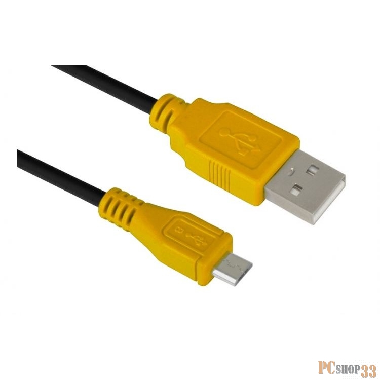 Кабель Greenconnect Кабель micro USB 2.0 1.5m черный, желтые коннекторы, 28/28 AWG, AM / microB 5pin, (GCR-UA3MCB1-BB2S-1.5m), экран, армированный, морозостойкий