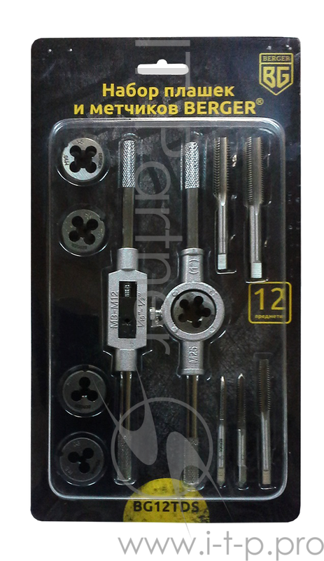 Набор метчиков и плашек BERGER BG12TDS набор плашек и метчиков 12предметов