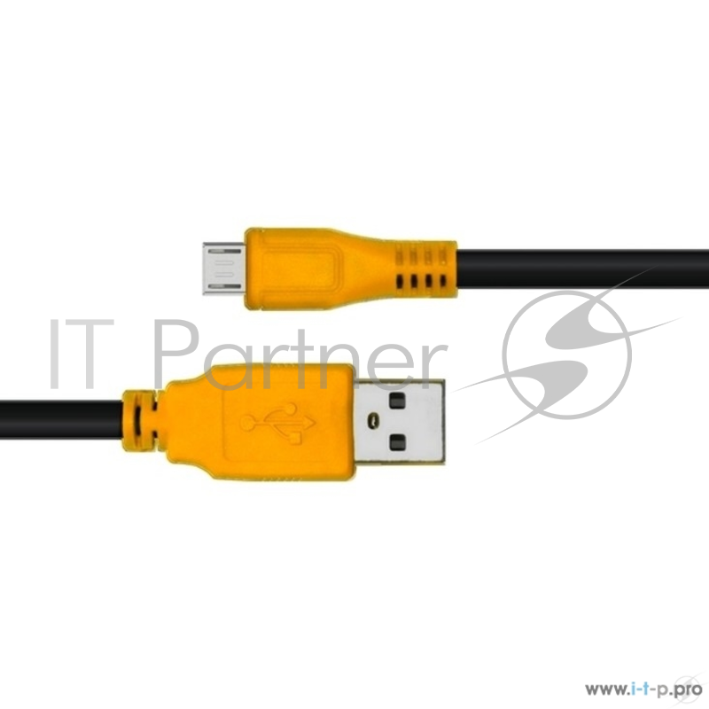Кабель Greenconnect Кабель micro USB 2.0 1.0m черный, желтые коннекторы, 28/28 AWG, AM / microB 5pin, (GCR-UA3MCB1-BB2S-1.0m), экран, армированный, морозостойкий