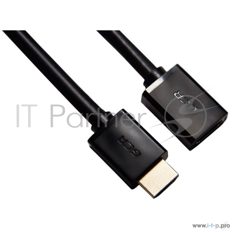 Кабель Greenconnect Удлинитель 5.0m v1.4 HDMI-HDMI черный, OD7.3mm, 28/28 AWG, позолоченные контакты, Ethernet 10.2 Гбит/с, 19M / 19F, (GCR-HMFR6-BB3S-5m), тройной экран