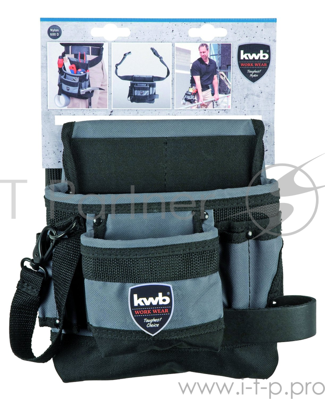 Сумка KWB 907710 поясная для инструмента одинарная серый нейлон с поясом
