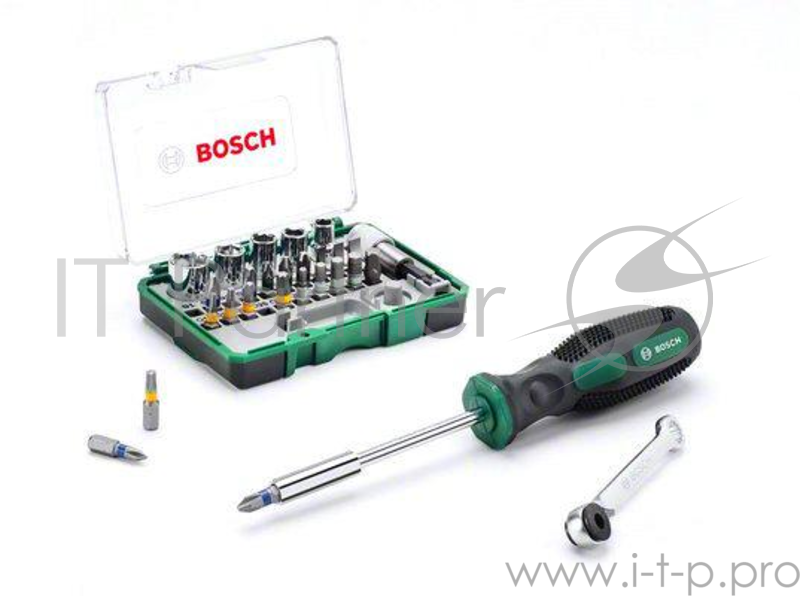 Мини-набор насадок-бит BOSCH (2.607.017.331) с ключем-трещеткой 27 шт.+ ручная отвертка