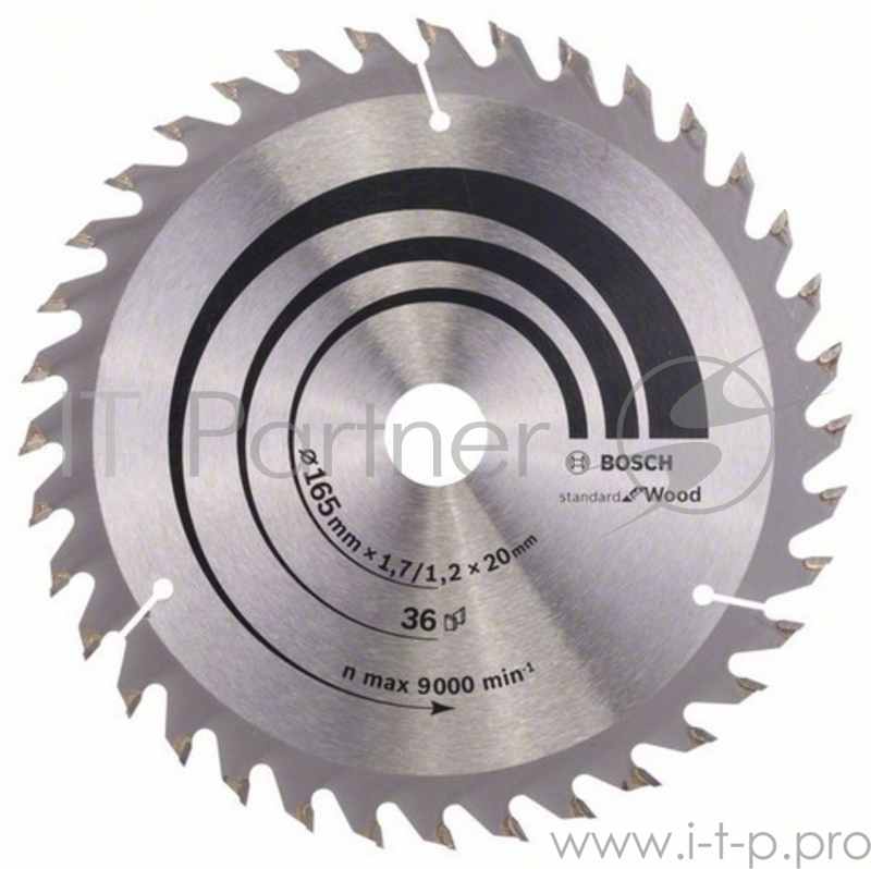 Круг пильный твердосплавный BOSCH 2608642602 165х20мм 36 OPTILINE