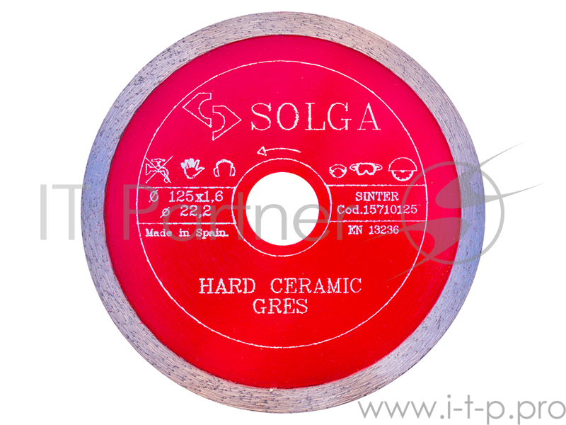 Круг алмазный SOLGA DIAMANT 15710125 hard ceramics сплошной керамогранит 125х22.23мм