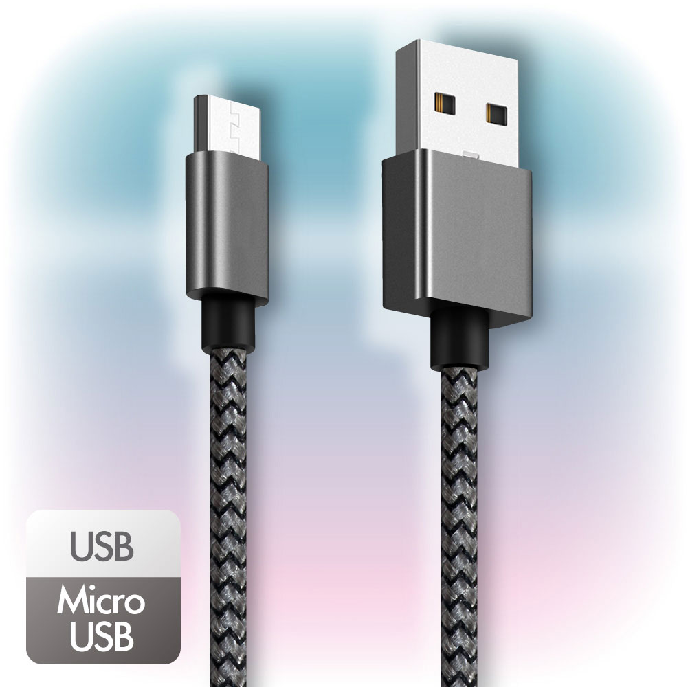Кабель Ginzzu Дата-кабель microUSB, нейлон, 1,0 м, черный (GC-558UD)