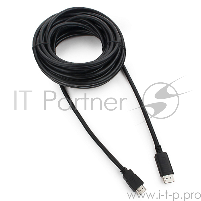 Кабель Cablexpert Кабель DisplayPort-HDMI, 10м, 20M/19M, черный, экран, пакет (CC-DP-HDMI-10M)