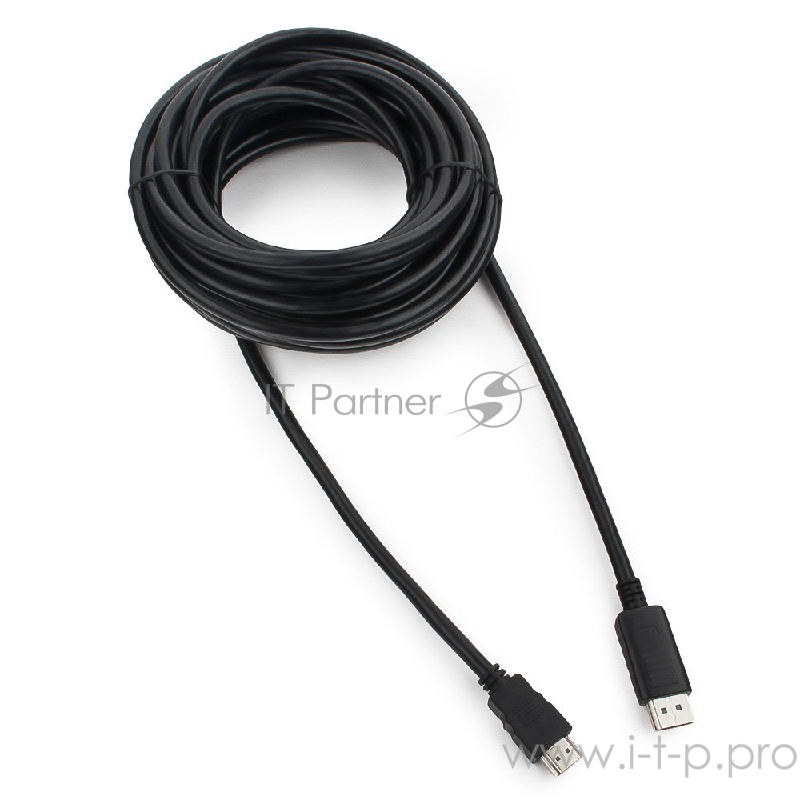 Кабель Cablexpert Кабель DisplayPort-HDMI, 10м, 20M/19M, черный, экран, пакет (CC-DP-HDMI-10M)