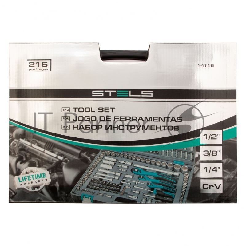 Набор инструментов STELS 14115 1/4'' 3/8'' 1/2'' cr-v s2 усиленный кейс 216предм.