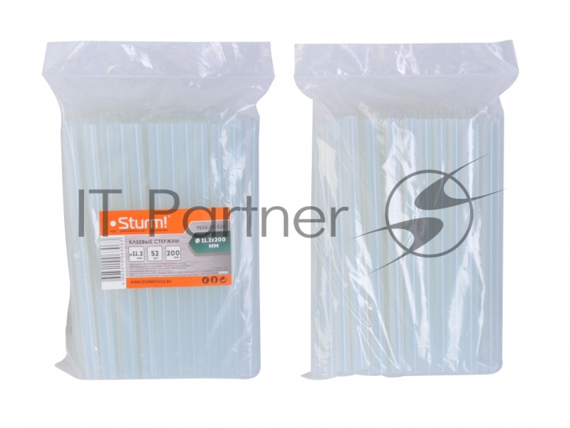 7010-05-52S Клеевые стержни д/пистолета 11х200мм, 1кг (52 шт.), ПРОЗРАЧНЫЕ, Sturm!