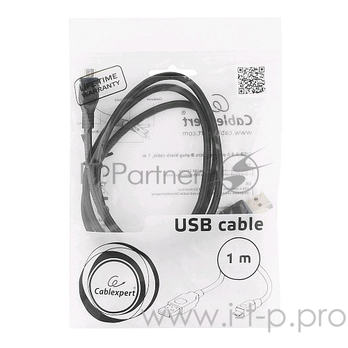 Кабель Cablexpert Кабель USB 2.0 Pro, AM/microBM 5P, 1м, экран, черный, пакет (CCP-mUSB2-AMBM-1M)