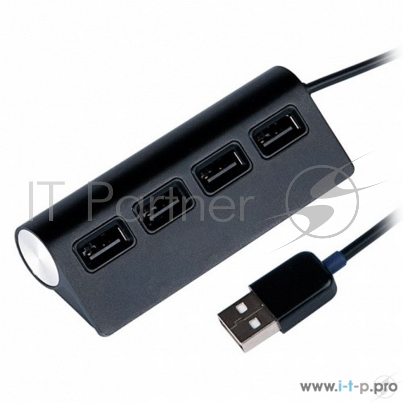 Контроллер Ritmix Разветвитель USB (USB хаб) настольный, кабель 1м, на 4 порта USB, High speed USB 2.0, Plug-n-Play, питание от USB, 5В, скорость до 480 Мбит/с, черный (CR-2400)