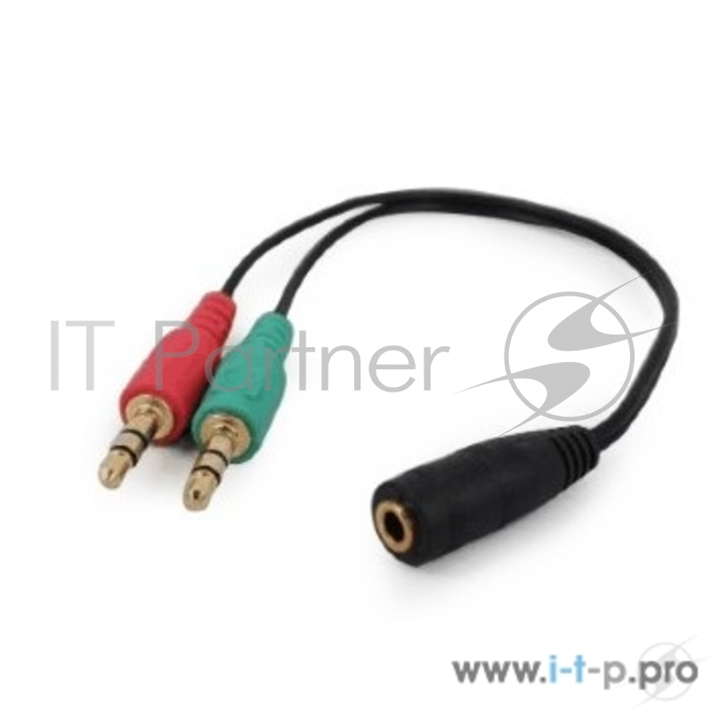 Кабель аудио сигнала Cablexpert, джек3.5 нушники + 3.5 микрофон- джек3.5 4pin, длина 20см, черный (CCA-418)