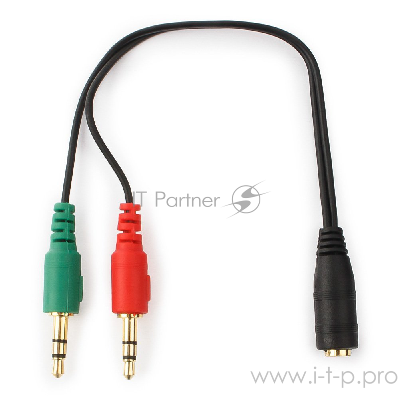 Кабель аудио сигнала Cablexpert, джек3.5 нушники + 3.5 микрофон- джек3.5 4pin, длина 20см, черный (CCA-418)