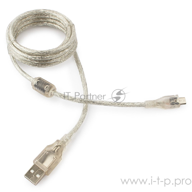 Кабель Cablexpert Кабель USB 2.0 Pro, AM/microBM, 1,8м, экран, феррит.кольцо, прозрачны (CCP-mUSB2-AMBM-6-TR)