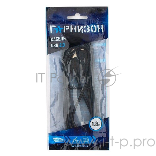 Кабель Гарнизон Кабель USB 2.0, AM/BM, 1.8м, пакет (GCC-USB2-AMBM-1.8M)