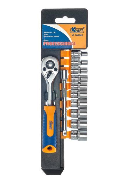 Набор головок KRAFT КТ700320 торцевых и принадлежностей 1/4'' DR 12пр.