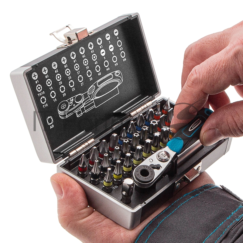 Набор бит GROSS 11365 1-4 магнитный адаптер, сталь S2