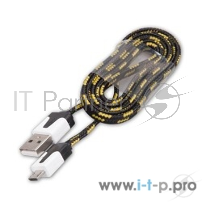 Кабель RITMIX Кабель MicroUSB-USB для синхронизации/зарядки, 1м, ткан. опл. black (RCC-211)