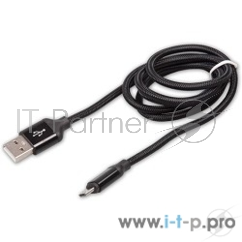 Кабель RITMIX Кабель MicroUSB-USB для синхронизации/зарядки, 1м, нейлон. опл., мет. коннекторы black (RCC-411)