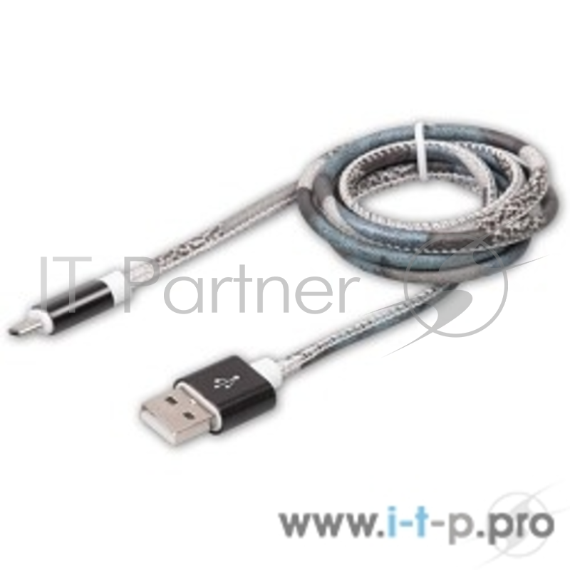 Кабель RITMIX Кабель MicroUSB-USB для синхронизации/зарядки, 1м, экокож. опл., мет. коннекторы brown RCC-412