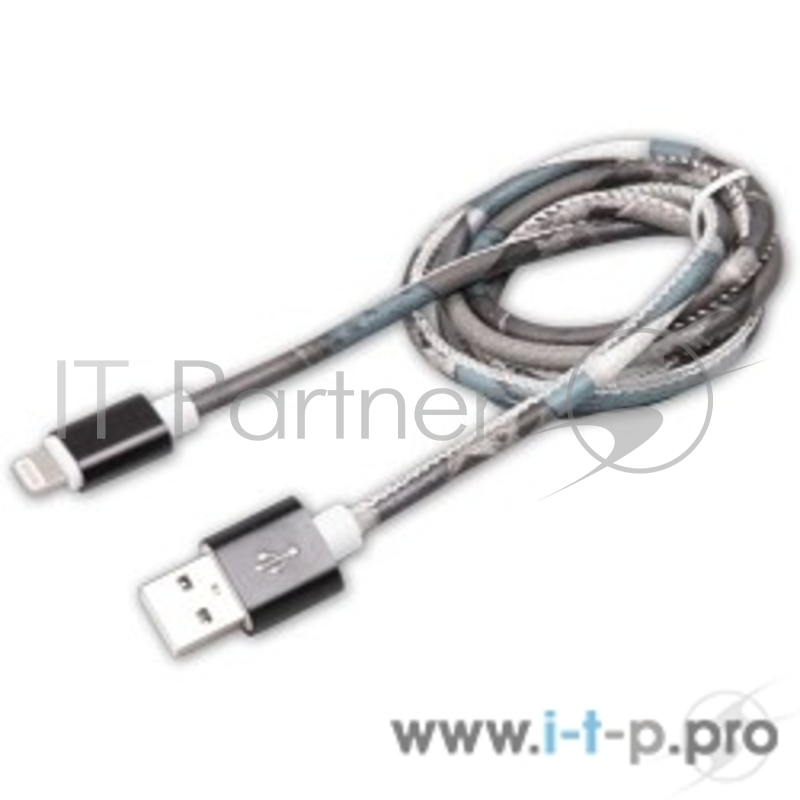 Кабель RITMIX Кабель Lightning 8pin-USB для синхронизации/зарядки, 1м, нейлон. опл., мет. коннекторы brown (RCC-422)