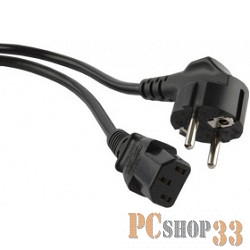 Кабели Силовые Hyperline PWC-IEC13-SHM-10-BK Кабель питания компьютера (Schuko+C13) (3x1.00), 10A, угловая вилка, 10 м