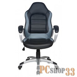 Офисное кресло или стул Бюрократ CH-825S/BLACK+Gr (Кресло руководителя, черный серый искусственная кожа (пластик серебро)