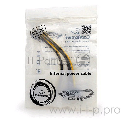 Кабель Cablexpert Разветвитель питания Molex+SATA-PCI-Express 8pin, для подключения в/к PCI-Е (8pin) к б/п ATX (CC-PSU-82)