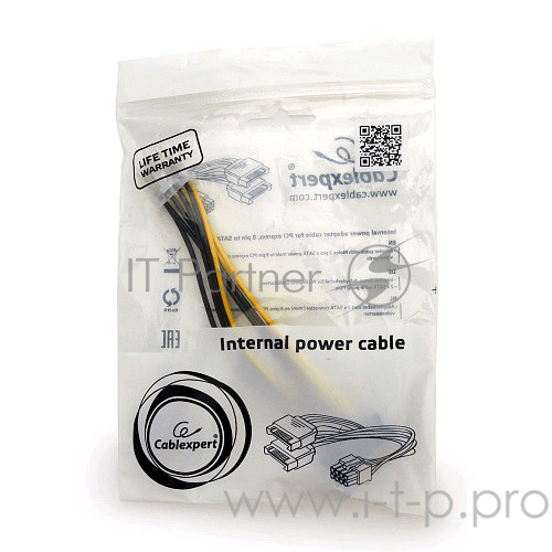Кабель Cablexpert Разветвитель питания 2xSATA-PCI-Express 8pin, для подключения в/к PCI-Е (8pin) к б/п ATX (CC-PSU-83)