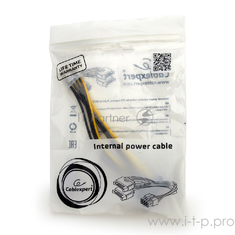 Кабель Cablexpert Разветвитель питания 2xSATA-PCI-Express 8pin, для подключения в/к PCI-Е (8pin) к б/п ATX (CC-PSU-83)