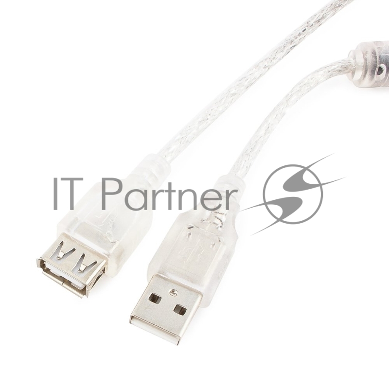 Кабель Cablexpert Кабель удлинитель USB2.0 Pro, AM/AF, 4,5м, экран, 2 феррит.кольца, прозрачный (CCF-USB2-AMAF-TR-15)