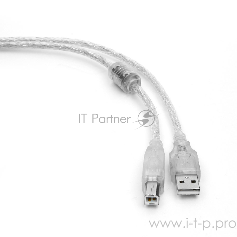 Кабель Cablexpert Кабель USB 2.0 Pro, AM/BM, 3м, экран, 2 феррит.кольца, прозрачный (CCF-USB2-AMBM-TR-10)