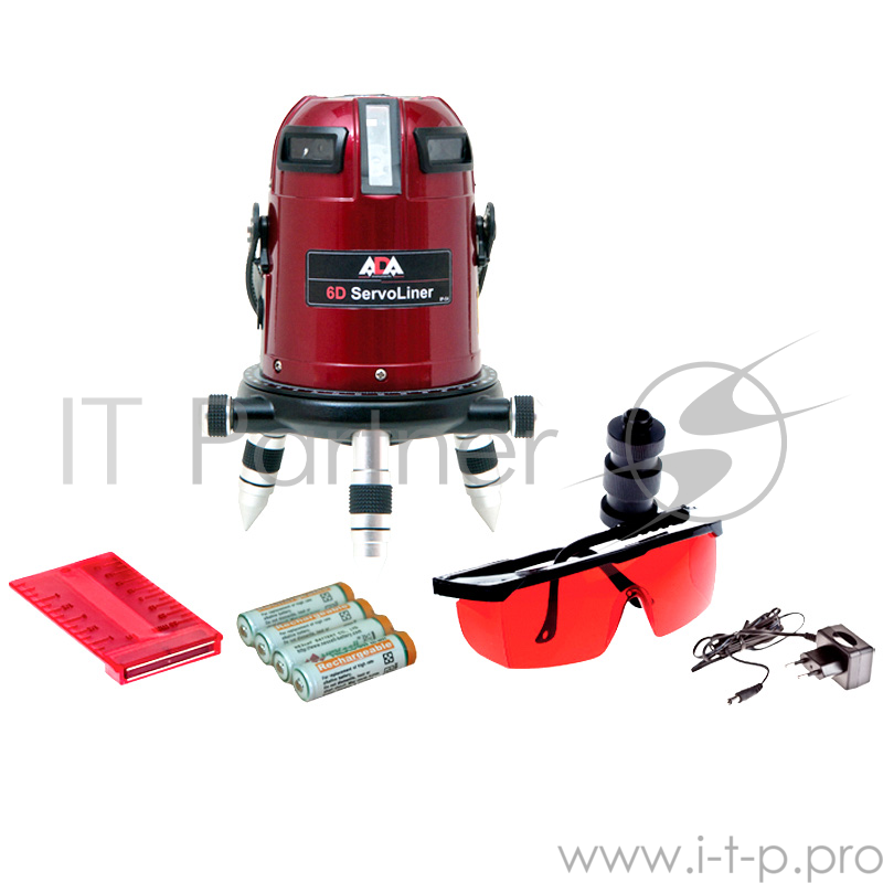 Нивелир лазерный ADA 6D Servoliner 5 лазерных крестов/линия ±1 мм/10 м дальность 10м + КЕЙС + ОЧКИ
