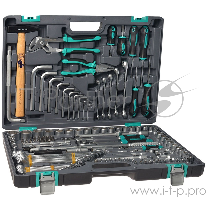 Набор инструментов STELS 14107 1/2 3/8 1/4 CrV пластиковый кейс 142 предм.