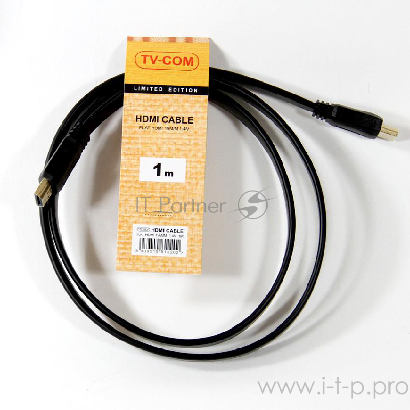 Кабель TV-COM Кабель цифровой (CG200F-1M) HDMI 19M/M 1.4V плоский 1m