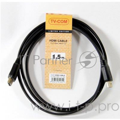 Кабель TV-COM Кабель цифровой (CG200F-1.5M) HDMI TV-COM 19M/M 1.4V плоский 1.5m черный