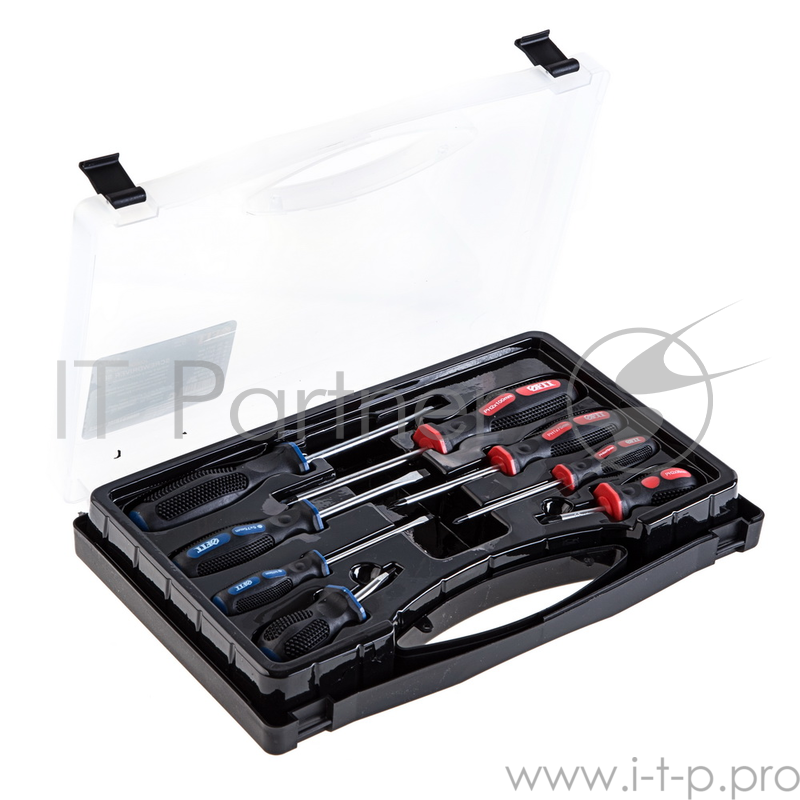 Набор отверток FIT 56042 8 шт., CrV, прорезин. ручки, в чемоданчике