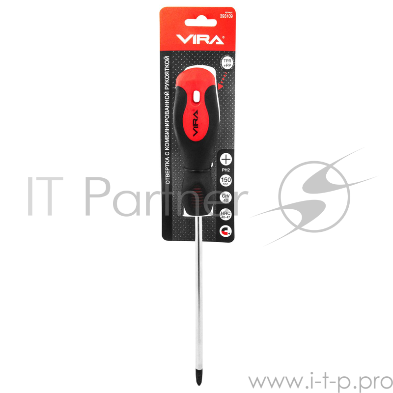 Отвертка VIRA 393109 Комби крестовая PH2х150мм, CrV, магнитное жало, двухкомп. ручка
