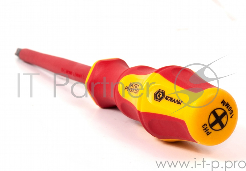 Отвертка КОБАЛЬТ 646-515 диэлектрическая Ultra Grip PH-3 х 150мм CR-V, двухком.рукоятка 1шт подвес