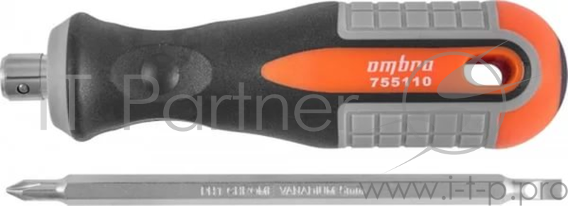 Отвертка OMBRA 756210 двусторонняя “round grip” рн2 х sl6мм l=100мм