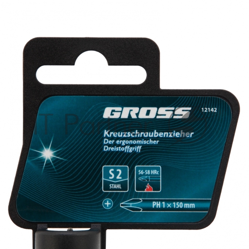 Отвертка GROSS 12142 PH1 x 150мм S2, трехкомпонентная ручка